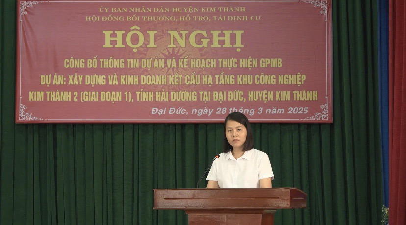 Huyện nhà công bố thông tin dự án và kế hoạch thực hiện GPMB dự án xây dựng và kinh doanh kết cấu hạ tầng KCN Kim Thành 2 giai đoạn 1